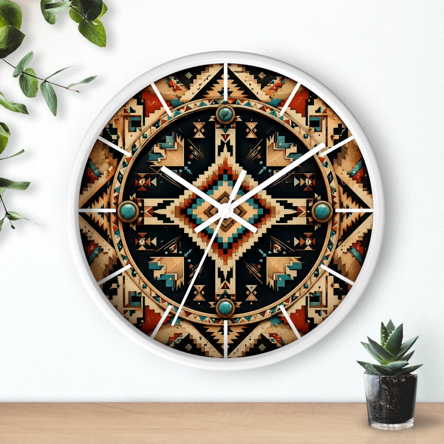 Desert Harmony Geometric Navajo-Inspired Wall Clock