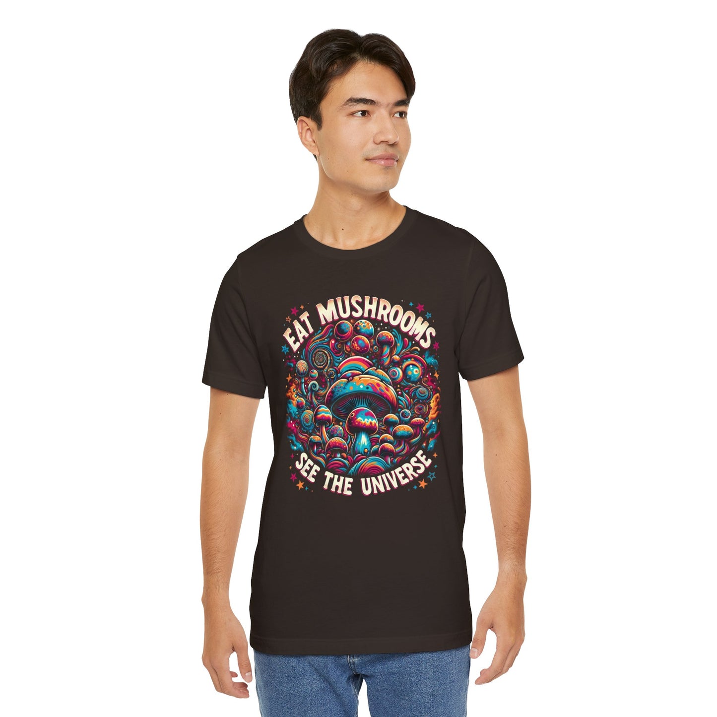 Eat Mushrooms See the Universe T-Shirt | Psychedelic Mushroom Graphic Tee | Trippy Fungi Shirt | Slay Pharma Streetwear