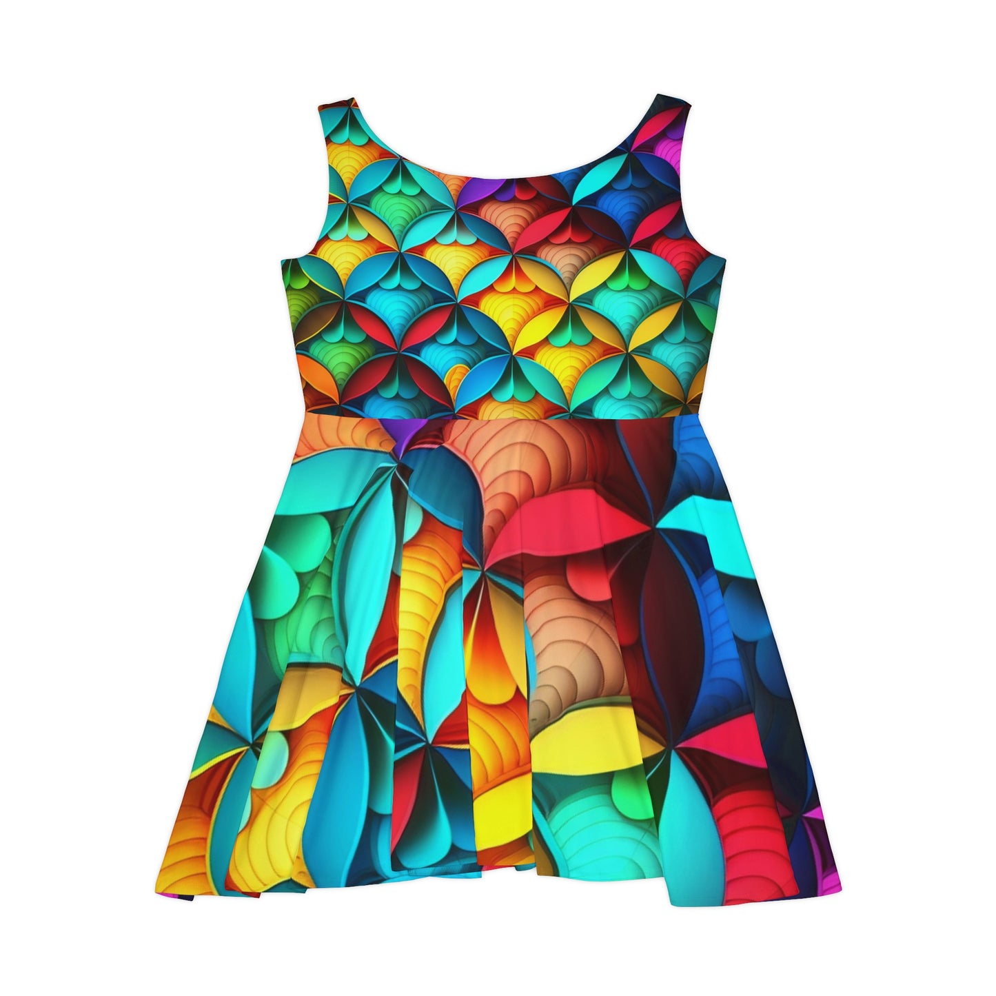 Geometric Flower Pattern Women's Skater Dress