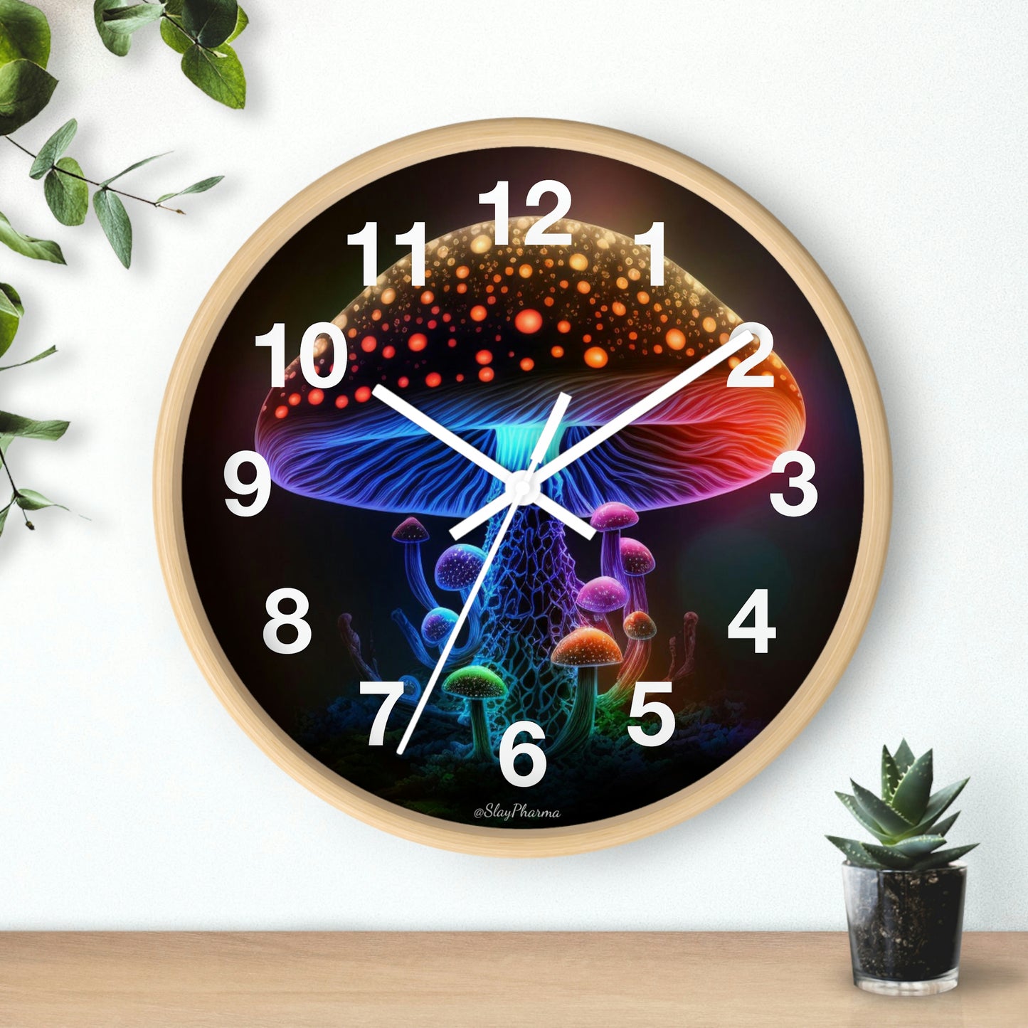 Glowing Mushroom Wall Clock w/ numbers