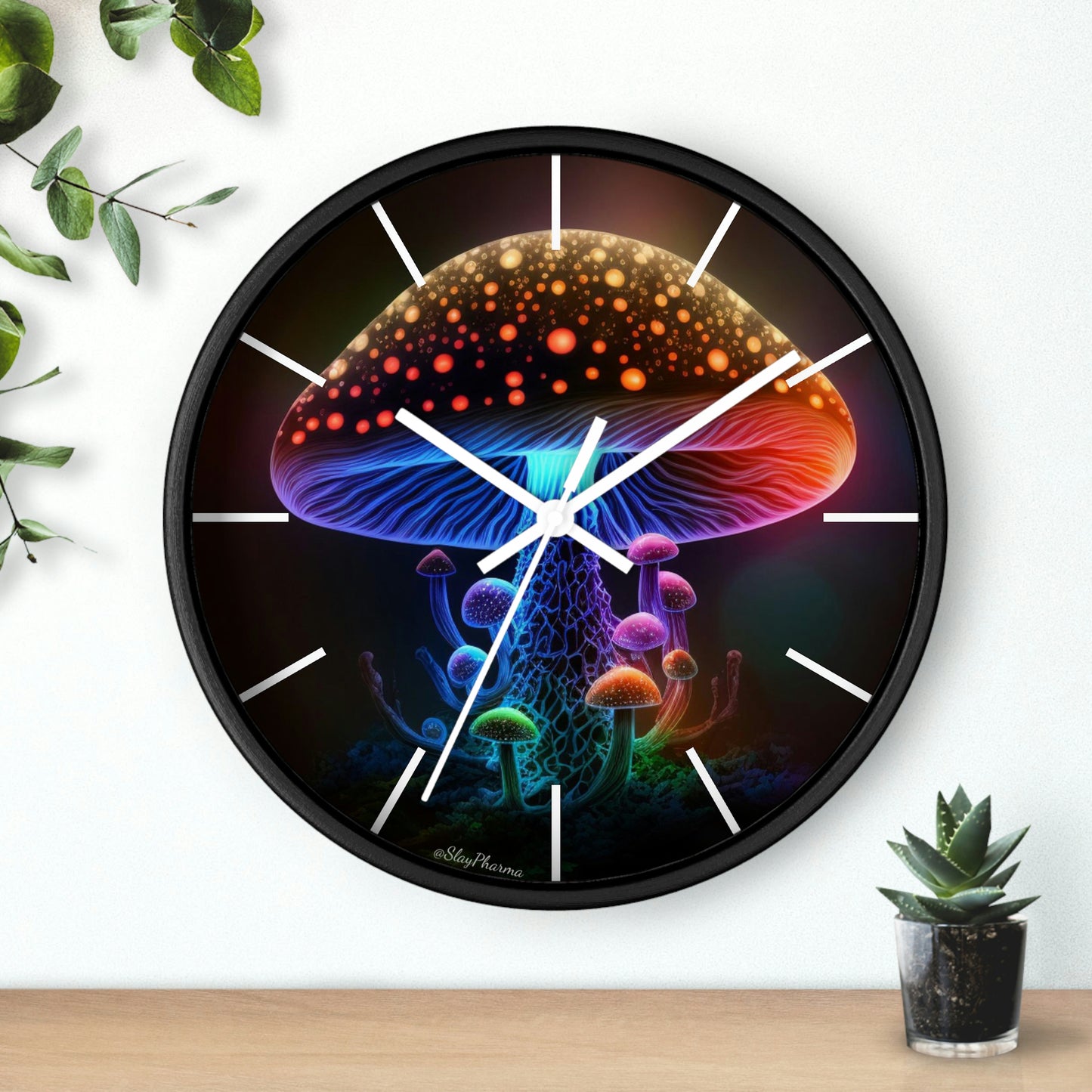 Glowing Mushroom Wall Clock w/ lines