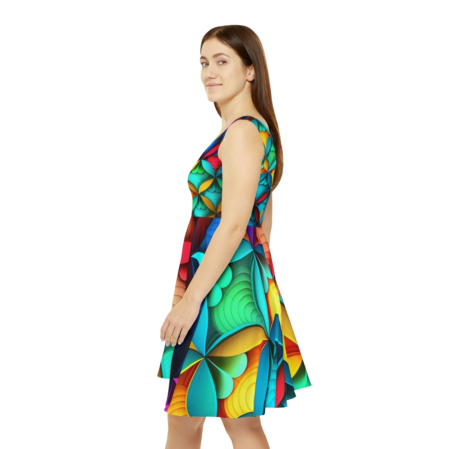 Geometric Flower Pattern Women's Skater Dress