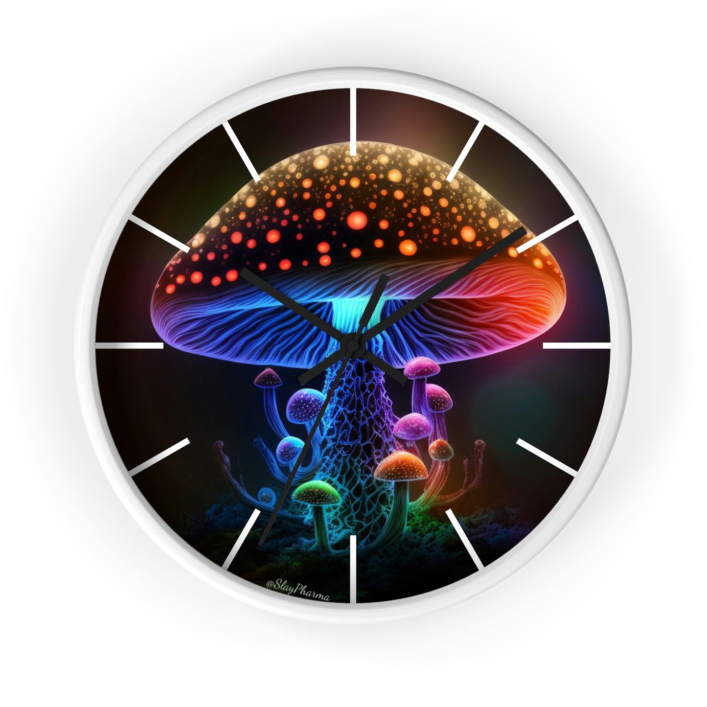 Glowing Mushroom Wall Clock w/ lines