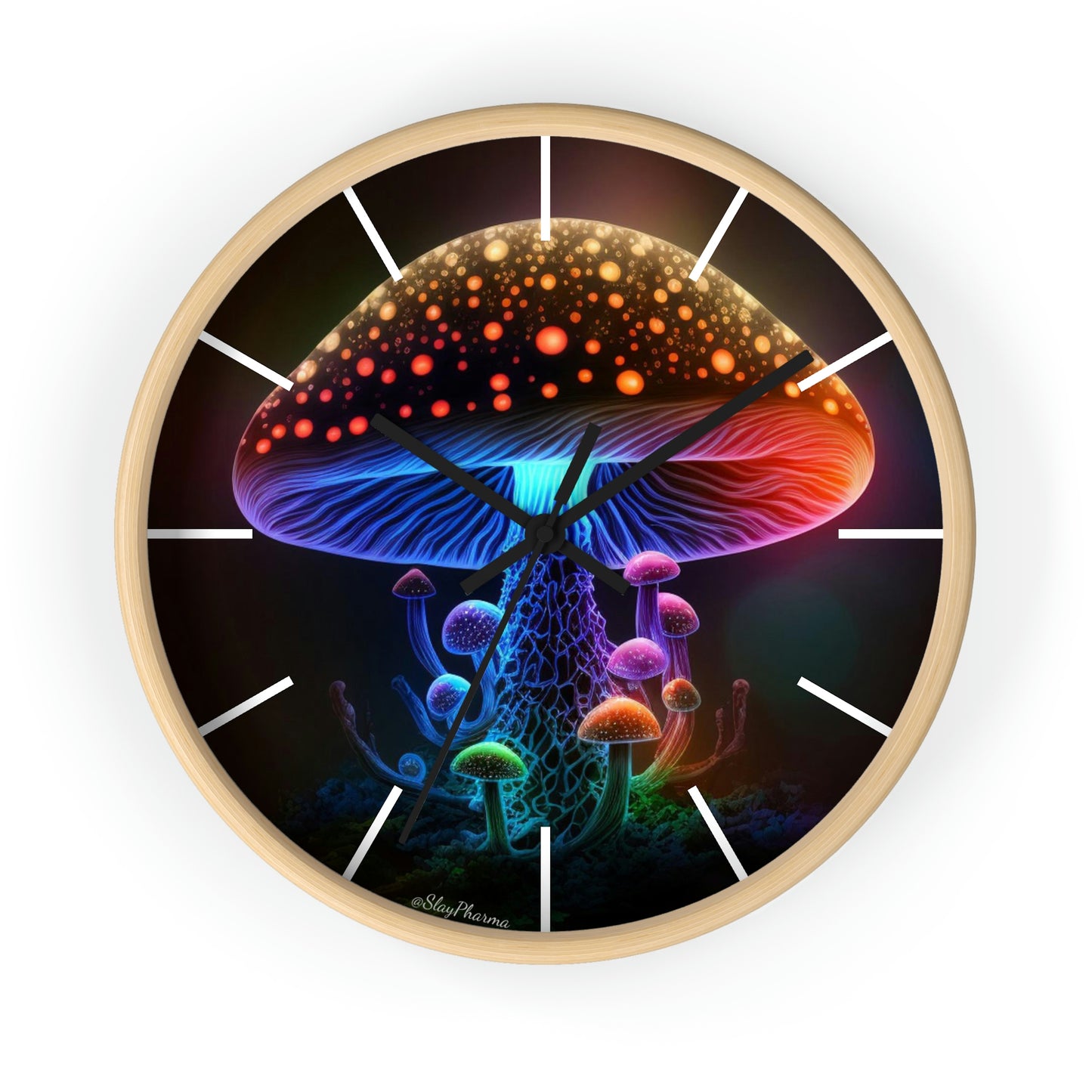 Glowing Mushroom Wall Clock w/ lines