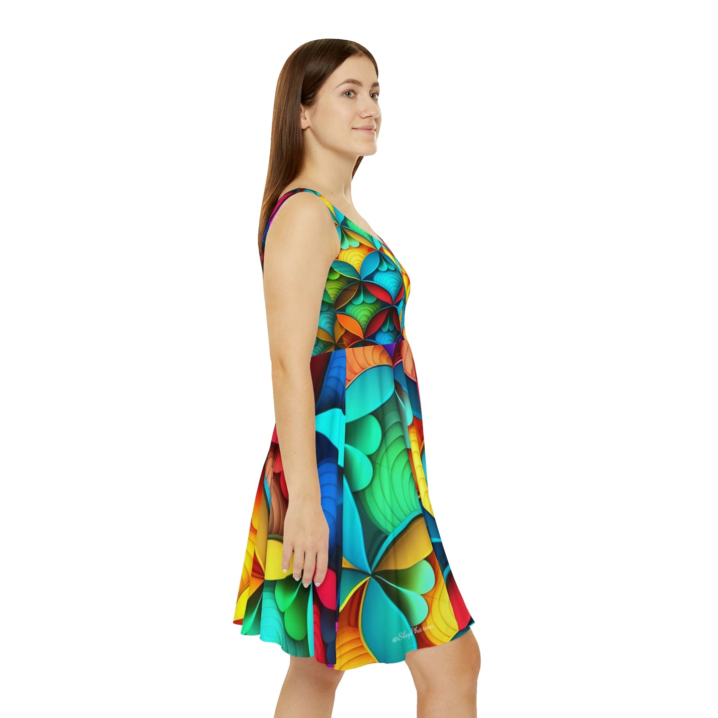 Geometric Flower Pattern Women's Skater Dress