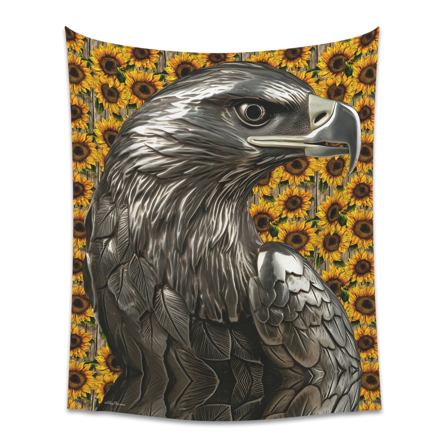 Sunflower Hawk Wall Tapestry