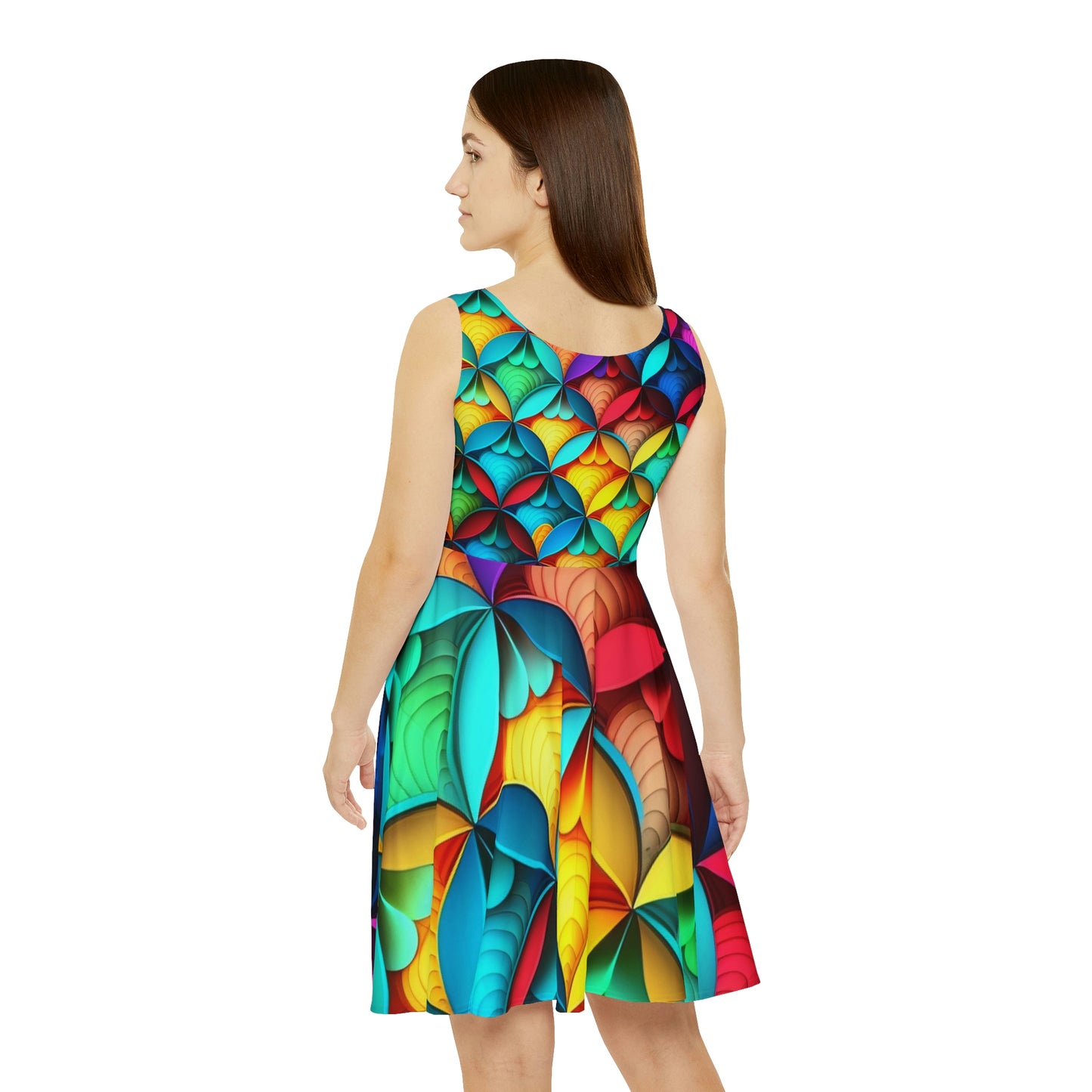 Geometric Flower Pattern Women's Skater Dress