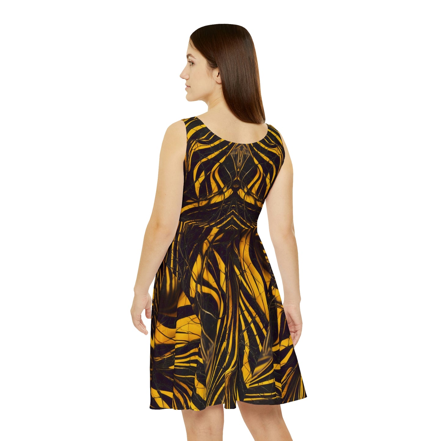 Golden Tiger Stripe Rave Skater Dress