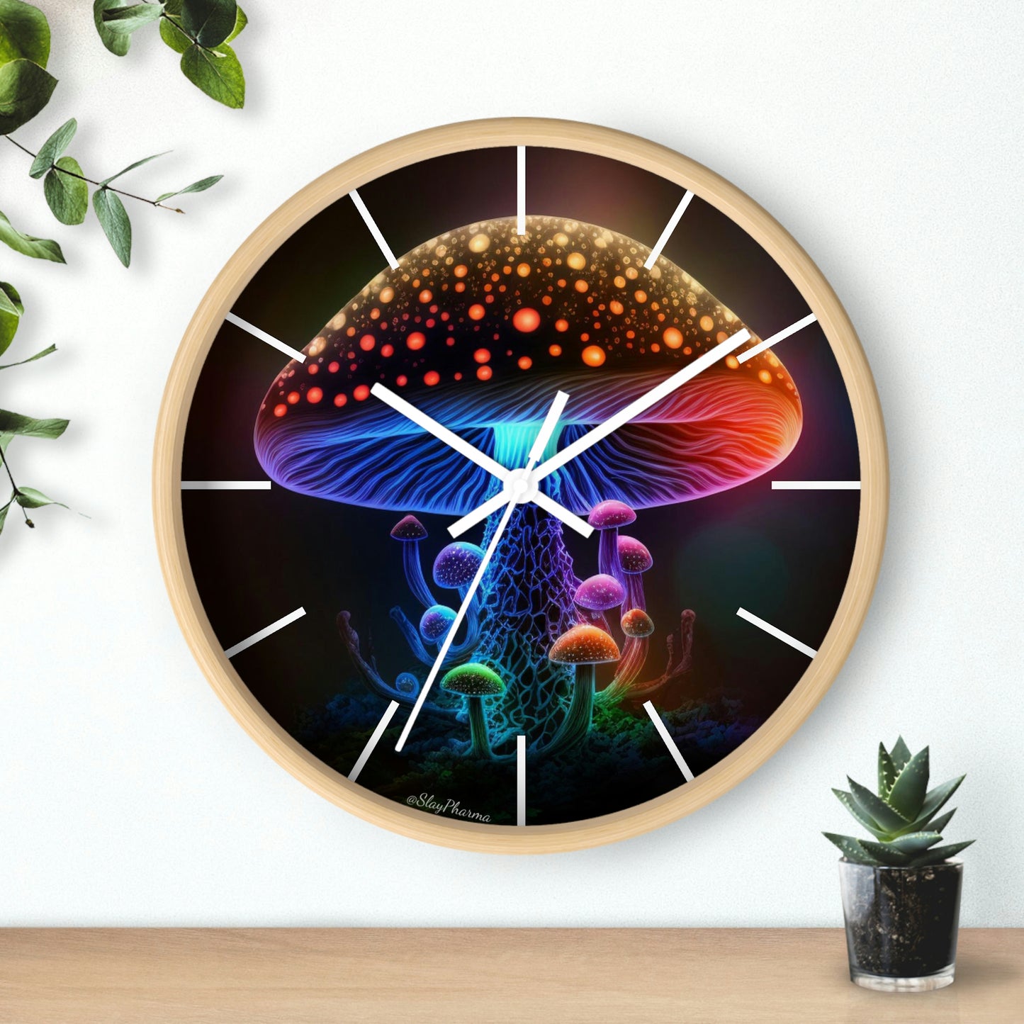 Glowing Mushroom Wall Clock w/ lines