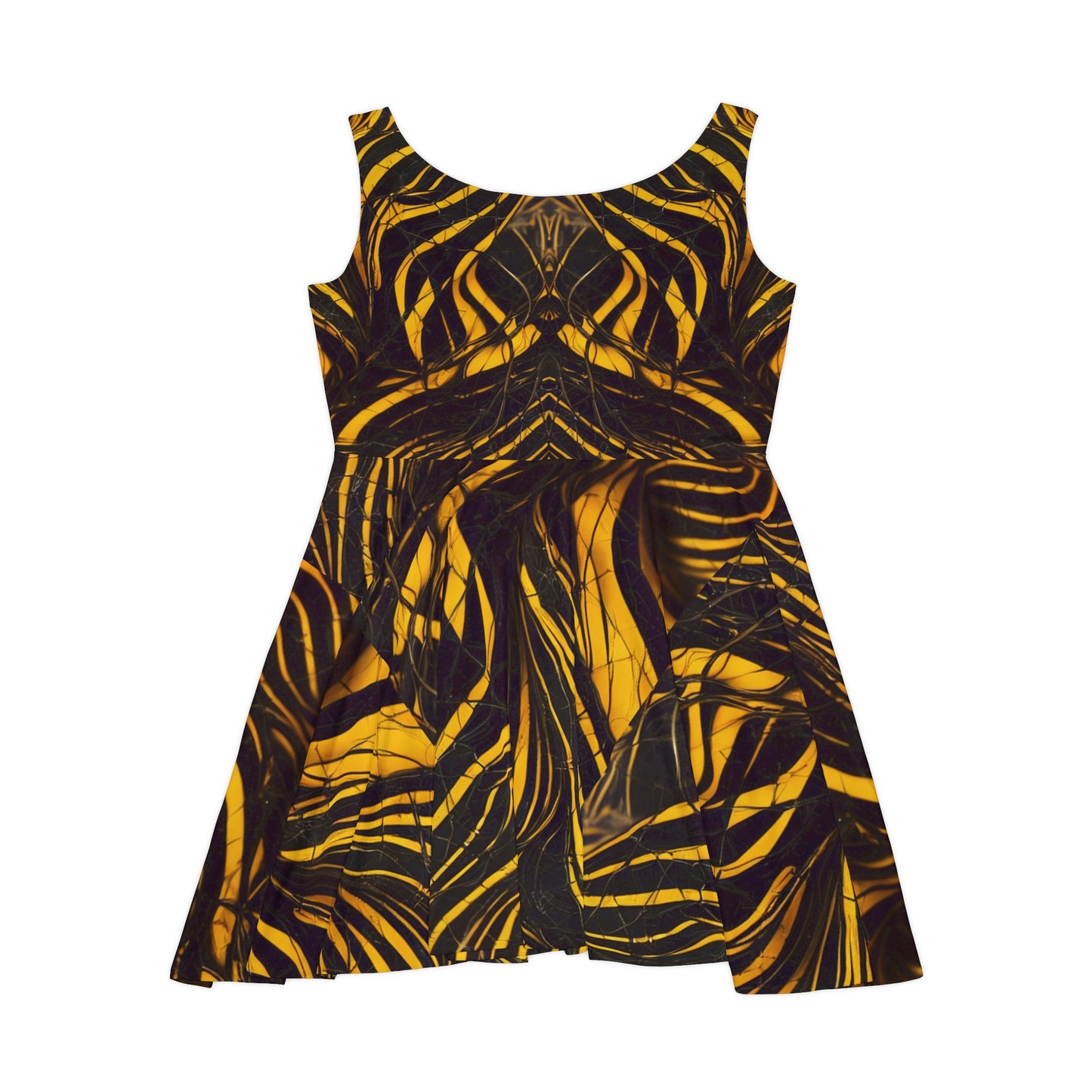 Golden Tiger Stripe Rave Skater Dress