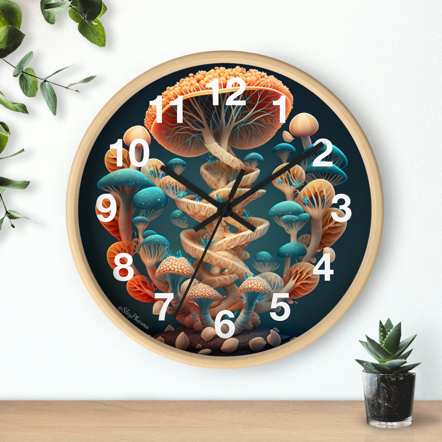 Infinite Mushroom DNA Wall Clock #2 w/ numbers