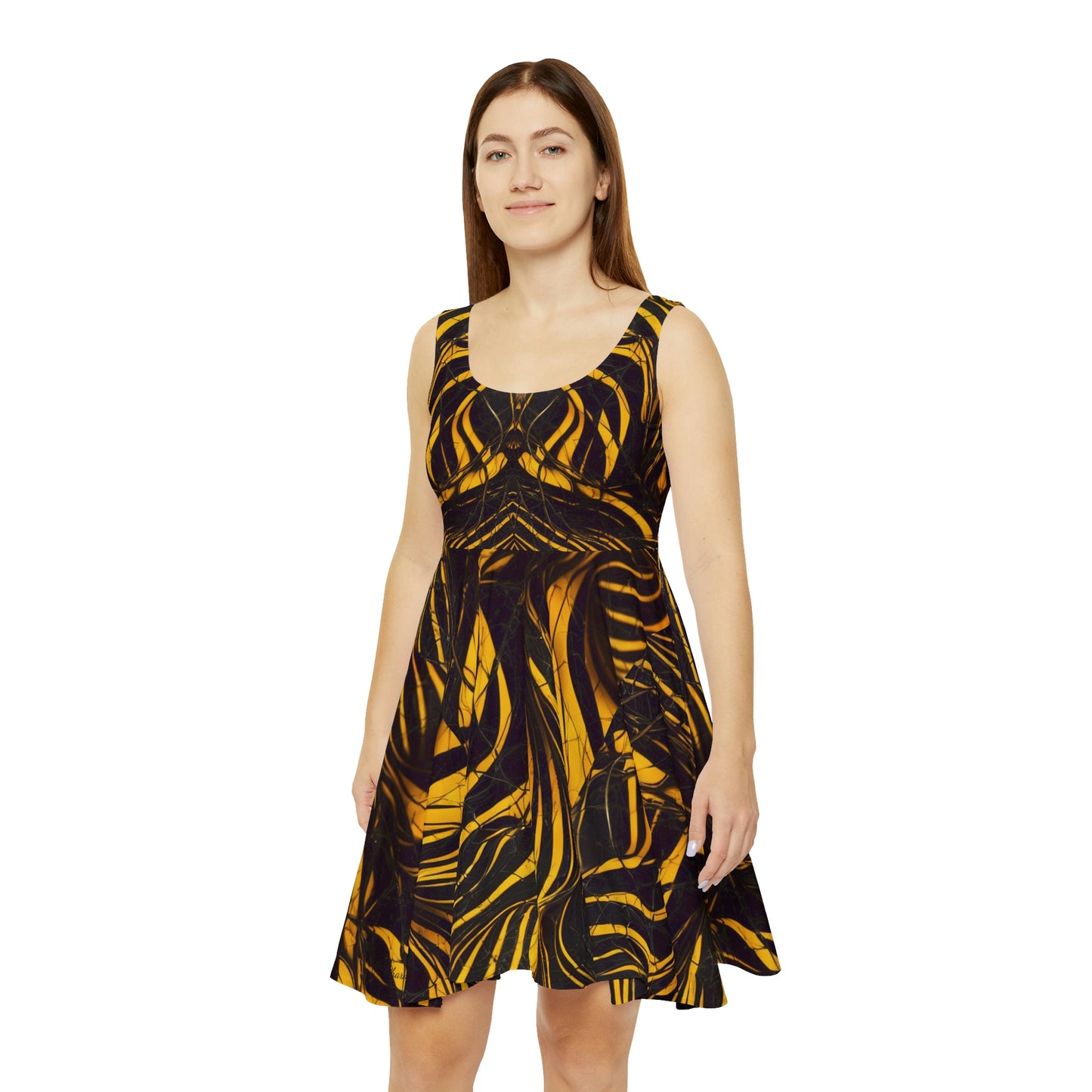 Golden Tiger Stripe Rave Skater Dress