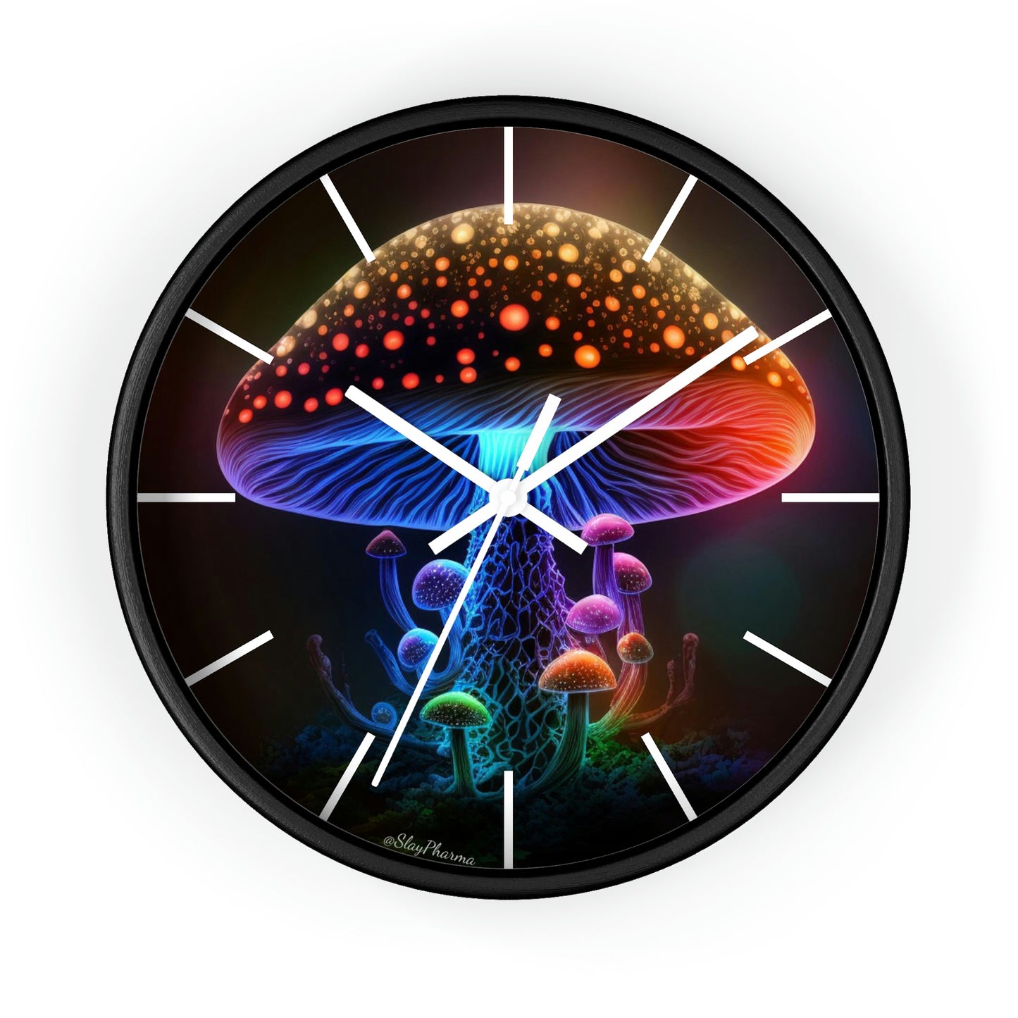 Glowing Mushroom Wall Clock w/ lines