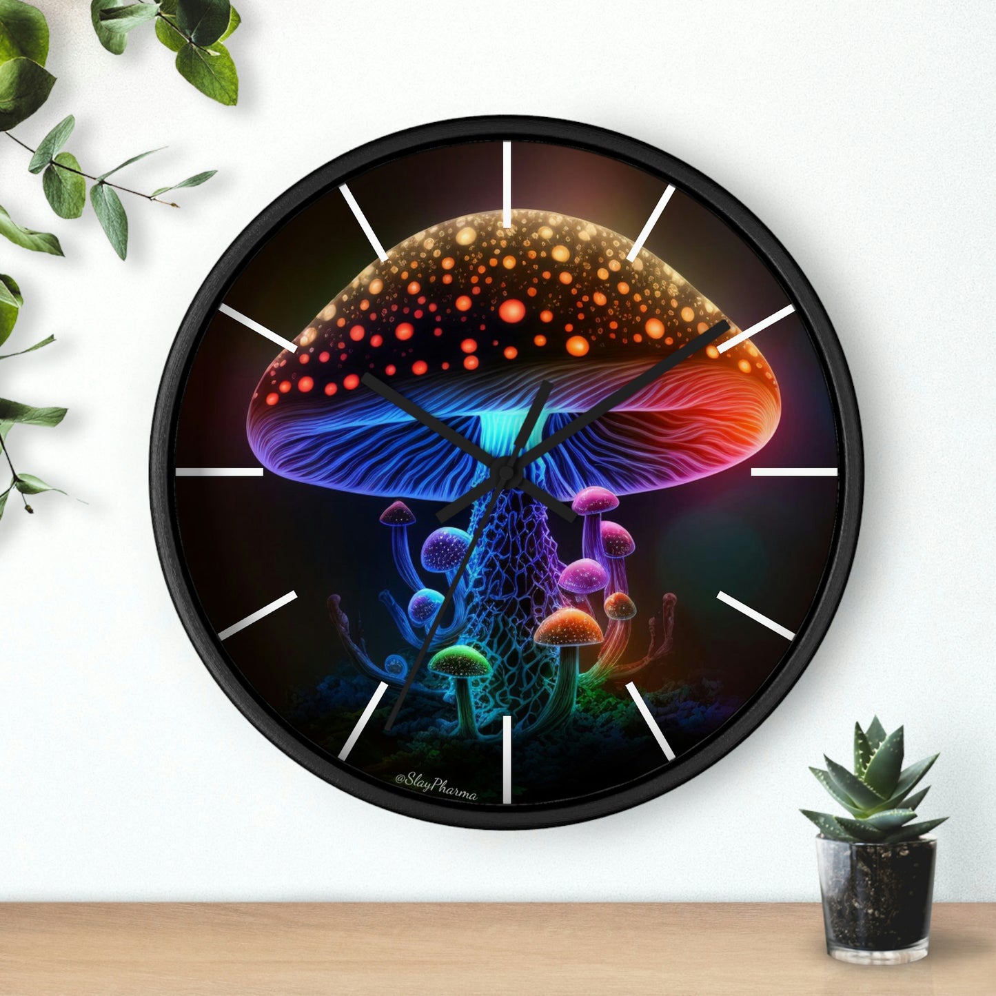 Glowing Mushroom Wall Clock w/ lines