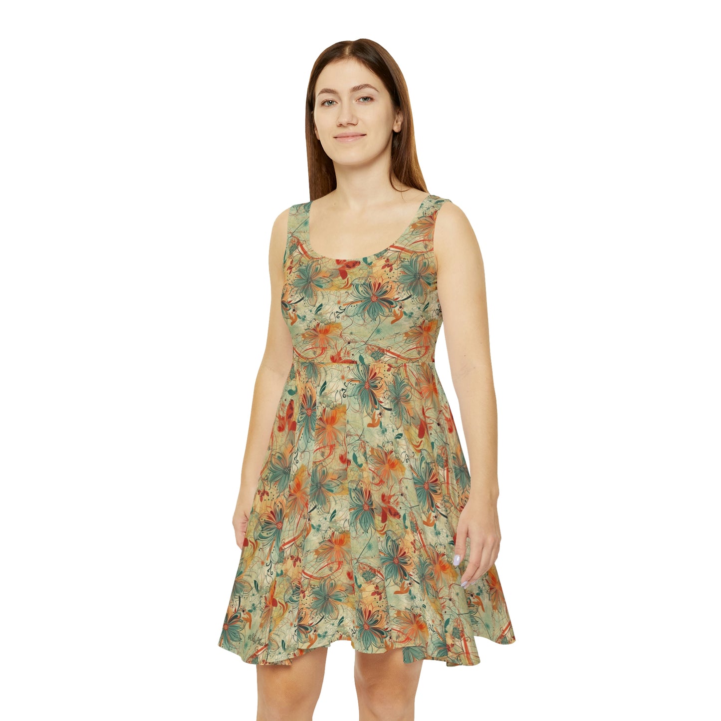 Floral Pattern Women's Skater Dress #8