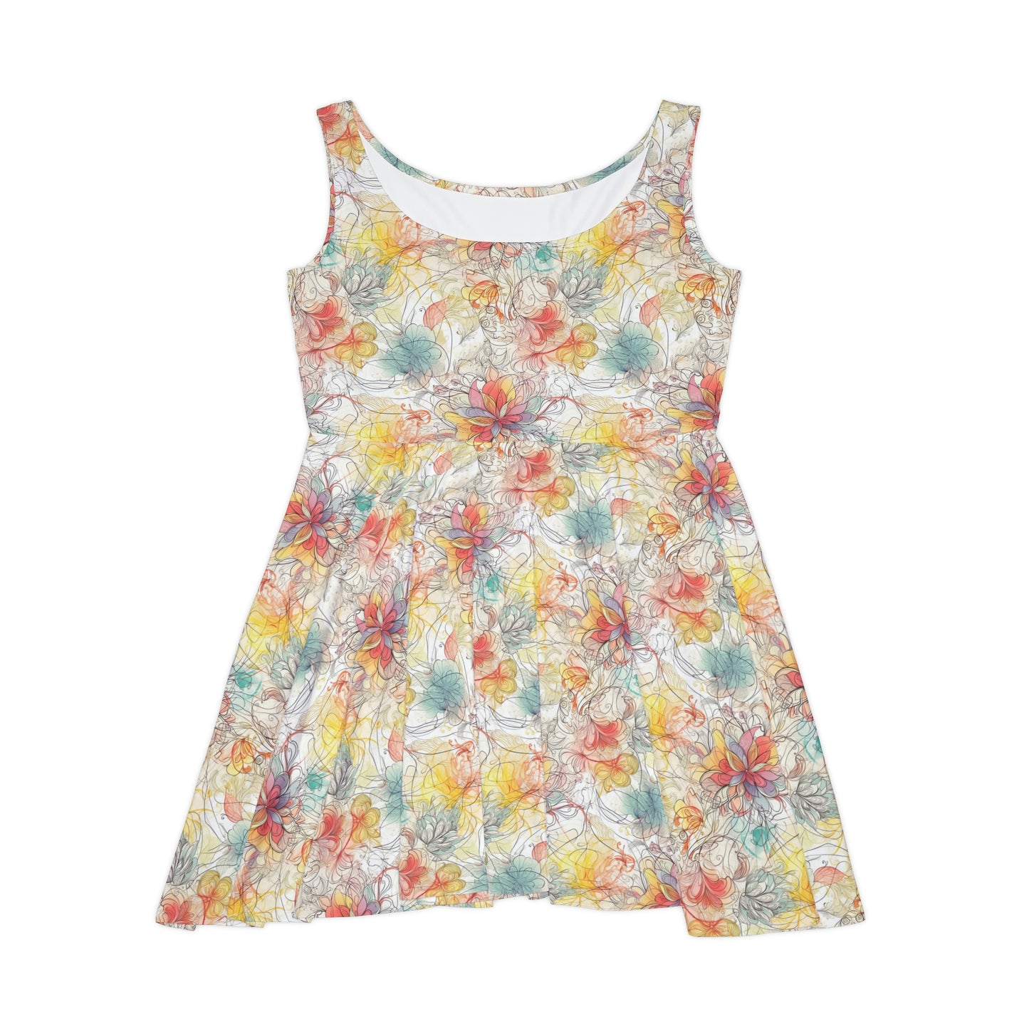 Floral Pattern Women's Skater Dress #19