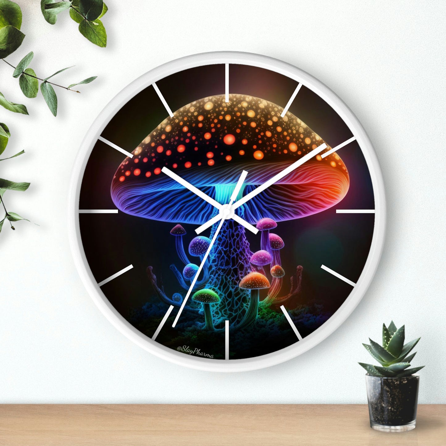 Glowing Mushroom Wall Clock w/ lines