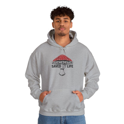 Psychedelics Saved My Life Hoodie – Mushroom Graphic Mental Health Awareness Pullover