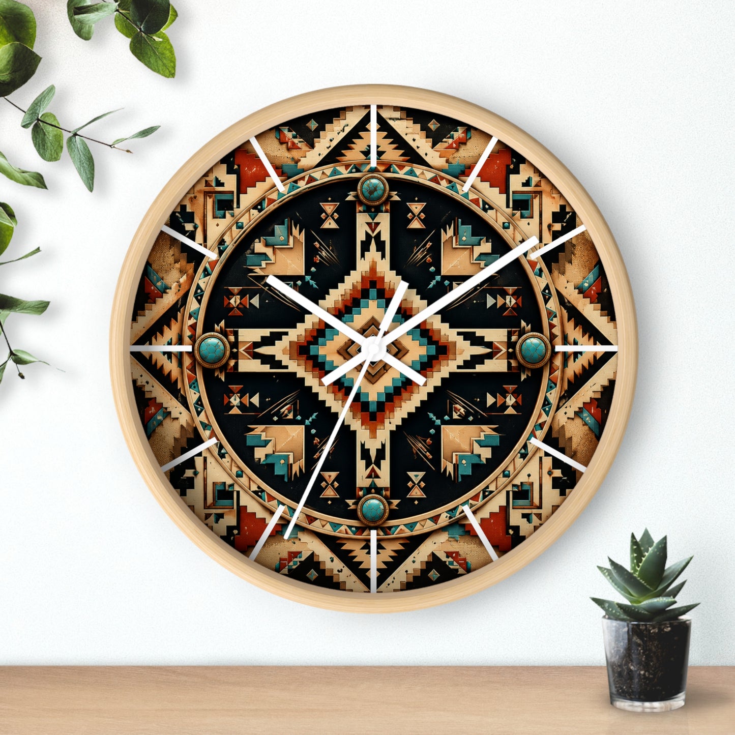 Desert Harmony Geometric Navajo-Inspired Wall Clock