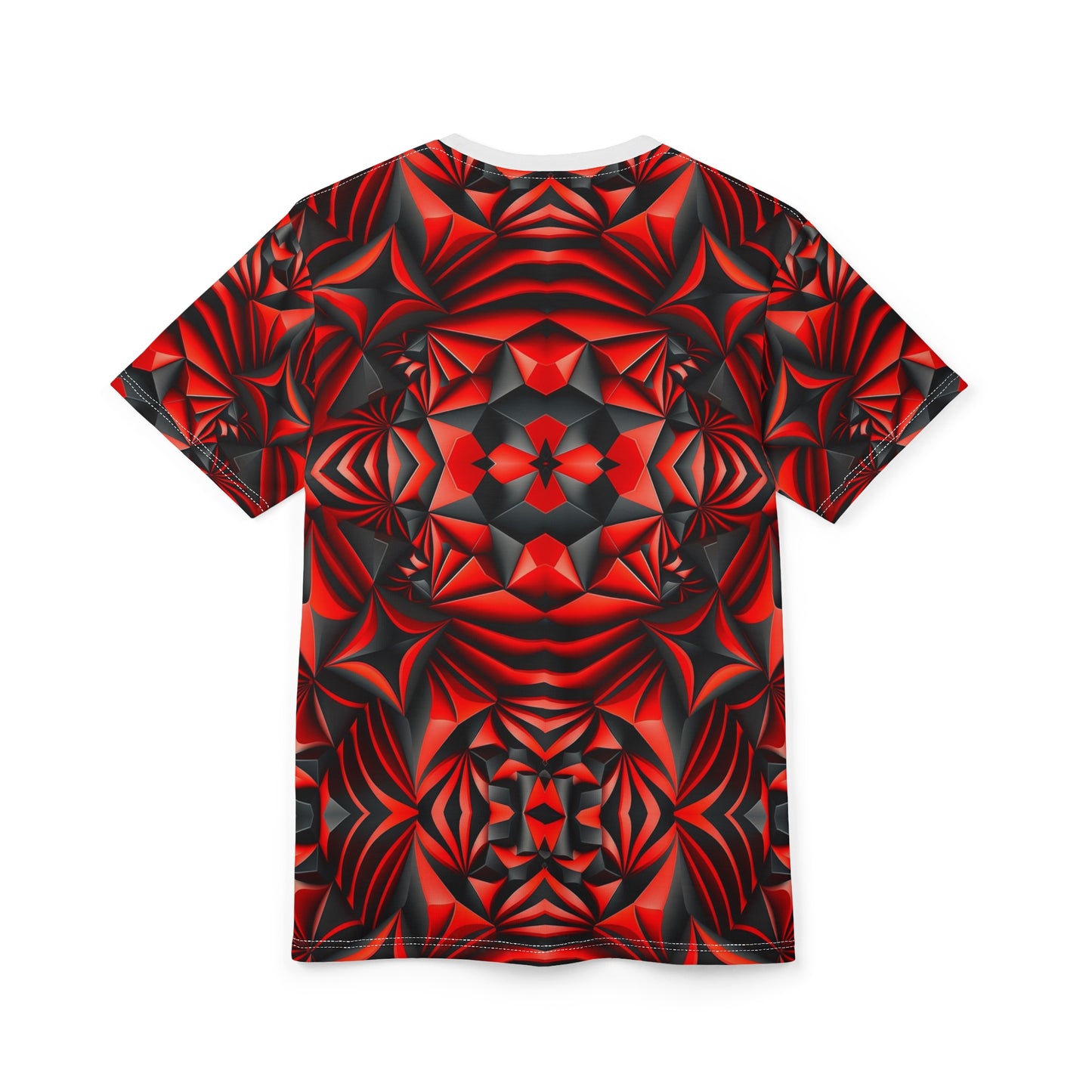 Crimson Geometry – Bold Abstract Unisex Tee