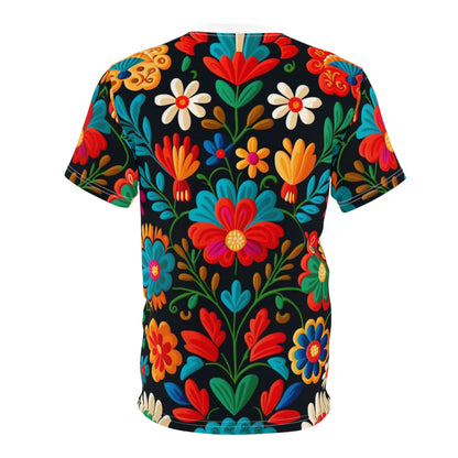 Retro Floral Folk Tee – Unisex All-Over Print