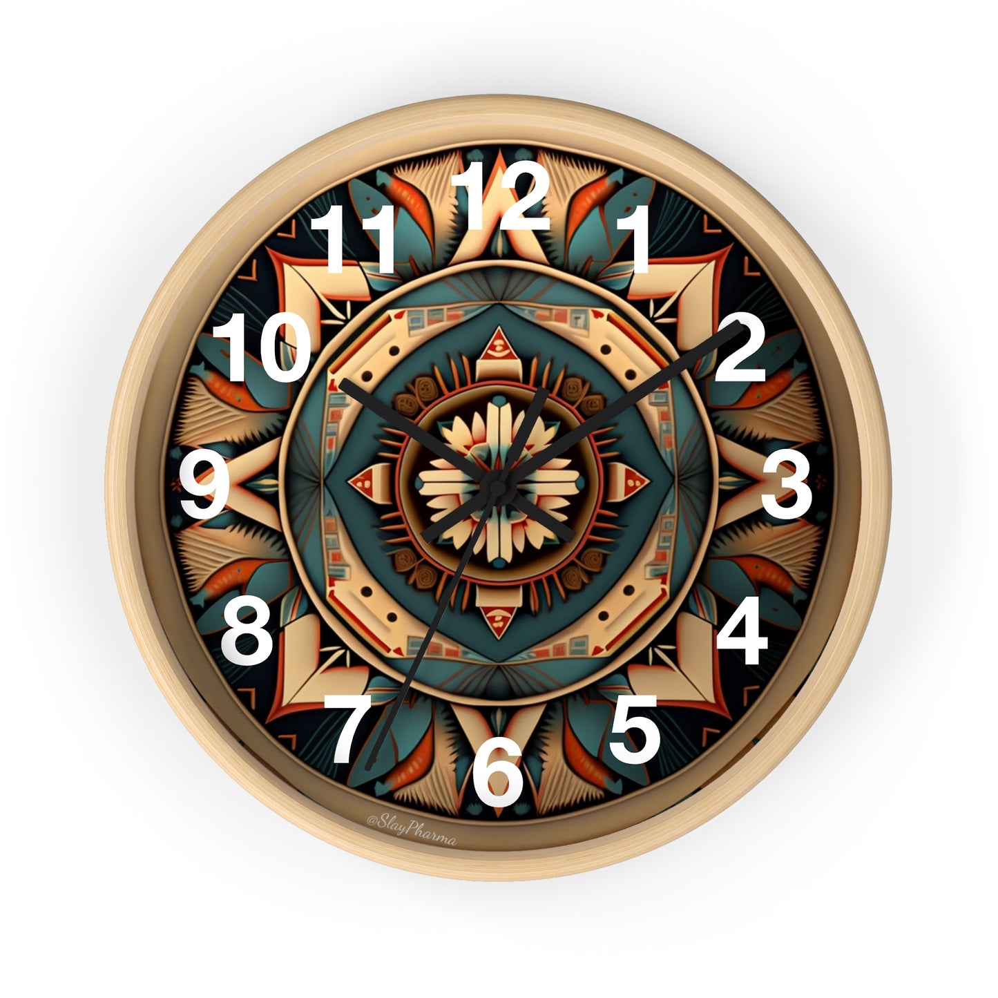 Native American pattern Wall Clock #1w/ numbers