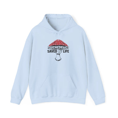 Psychedelics Saved My Life Hoodie – Mushroom Graphic Mental Health Awareness Pullover