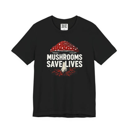 Mushrooms Save Lives T-Shirt | Amanita Mushroom Graphic Tee | Mushroom Culture Shirt | Slay Pharma Streetwear