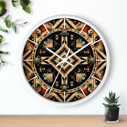 Desert Harmony Geometric Navajo-Inspired Wall Clock