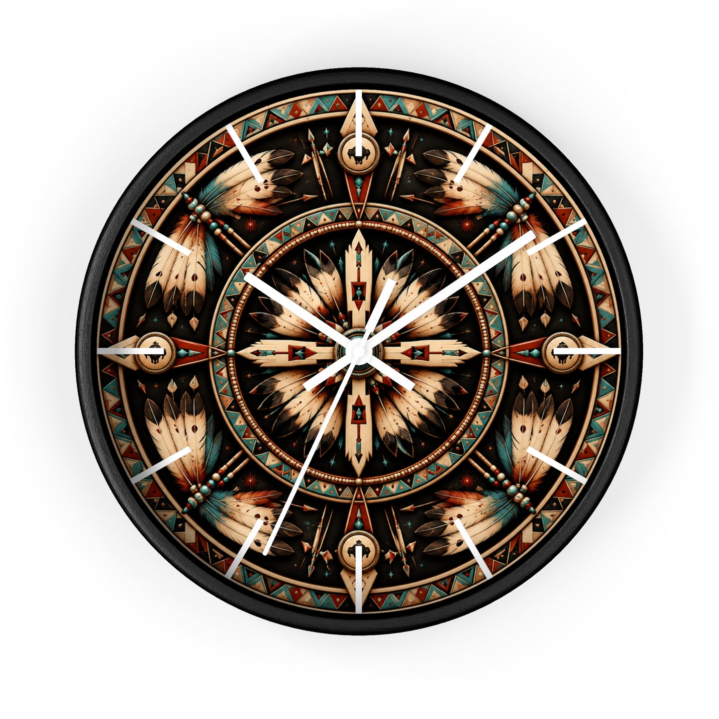 Four Winds Spirit Feather Medicine Wheel Clock Inspired by the Plains Indians