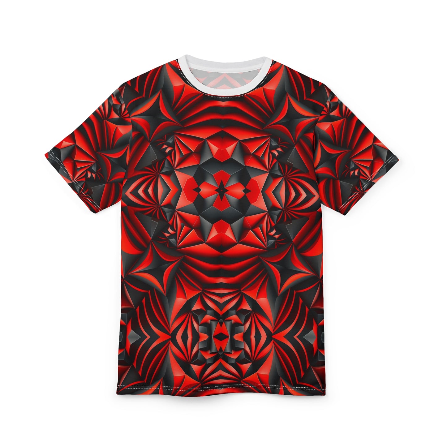 Crimson Geometry – Bold Abstract Unisex Tee