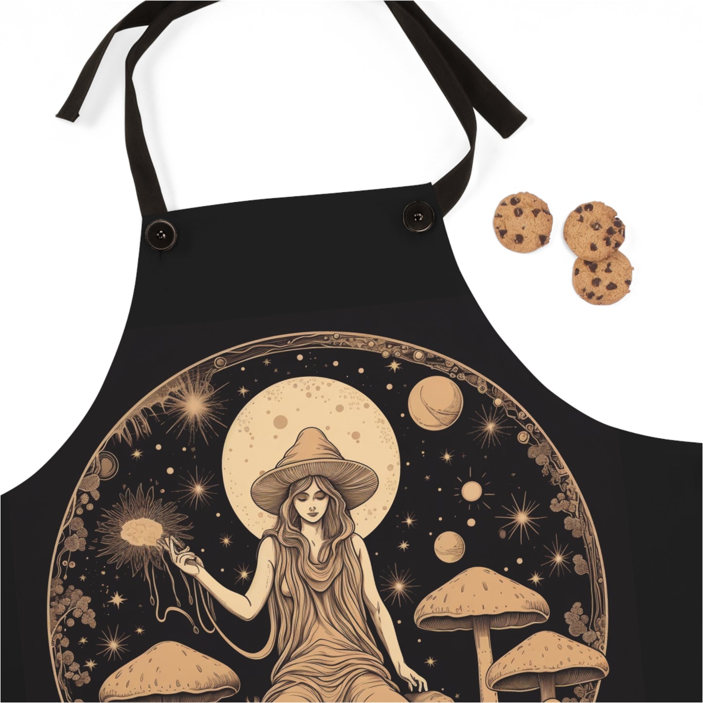 Mushroom Moon Goddess Womens Apron