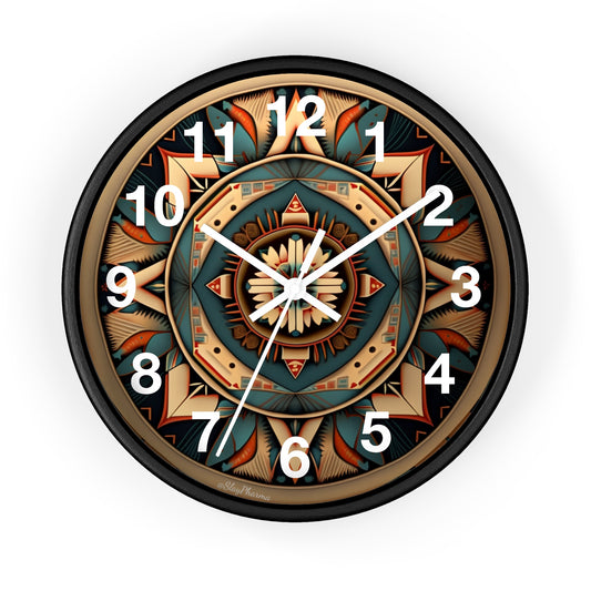Native American pattern Wall Clock #1w/ numbers