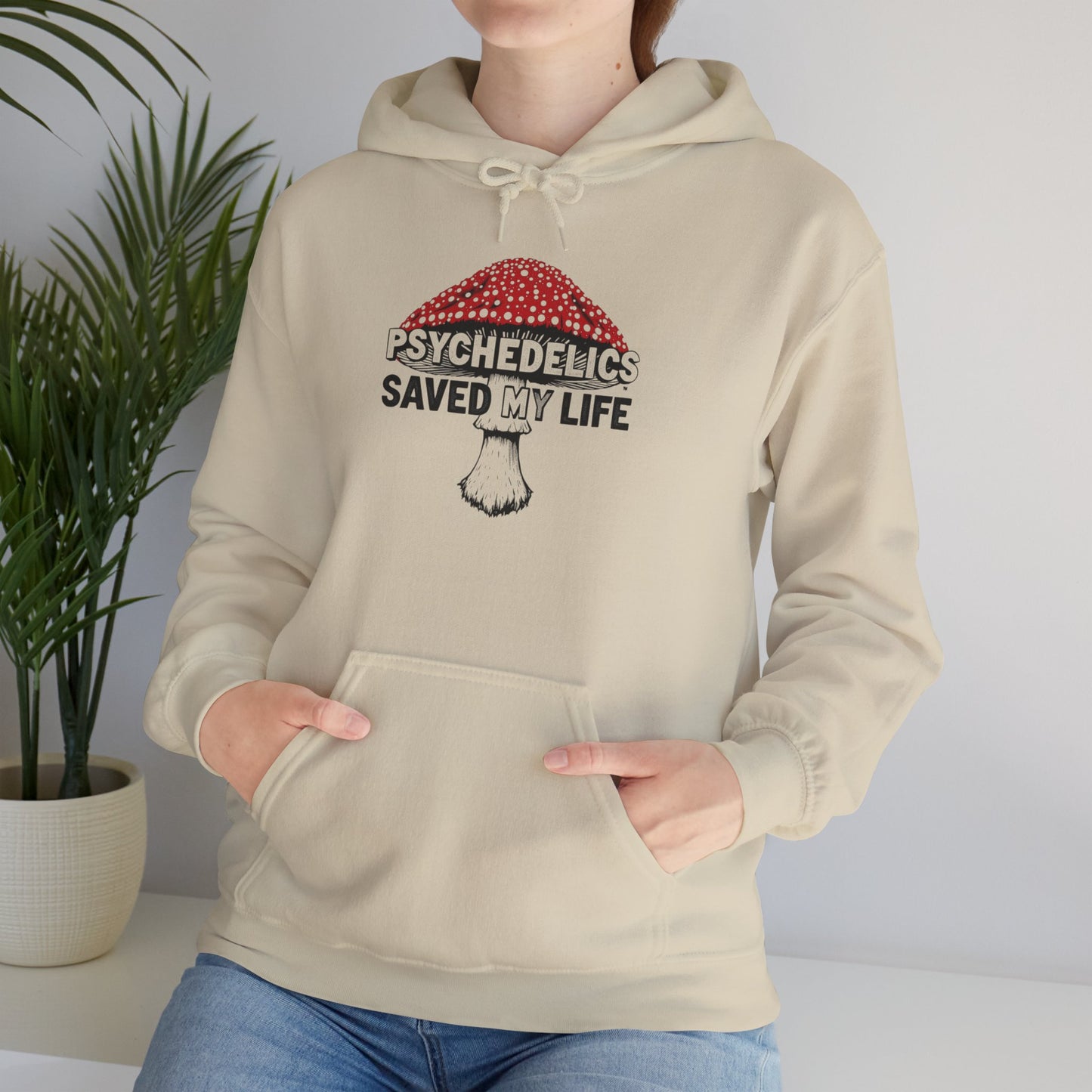 Psychedelics Saved My Life Hoodie – Mushroom Graphic Mental Health Awareness Pullover