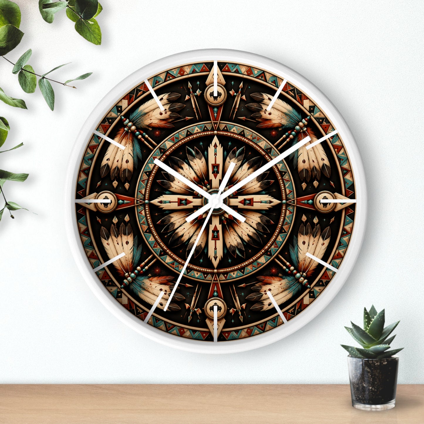 Four Winds Spirit Feather Medicine Wheel Clock Inspired by the Plains Indians
