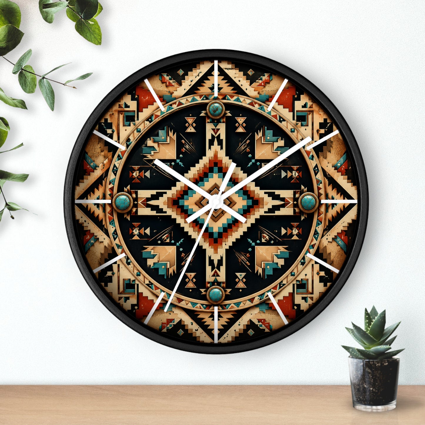Desert Harmony Geometric Navajo-Inspired Wall Clock