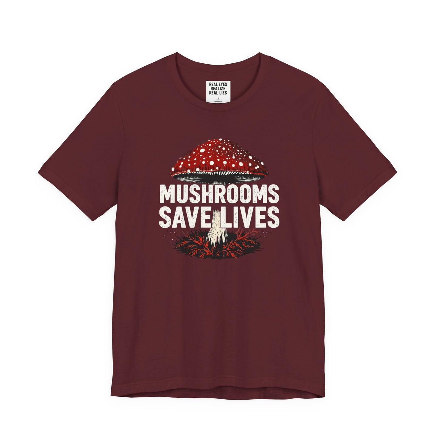 Mushrooms Save Lives T-Shirt | Amanita Mushroom Graphic Tee | Mushroom Culture Shirt | Slay Pharma Streetwear