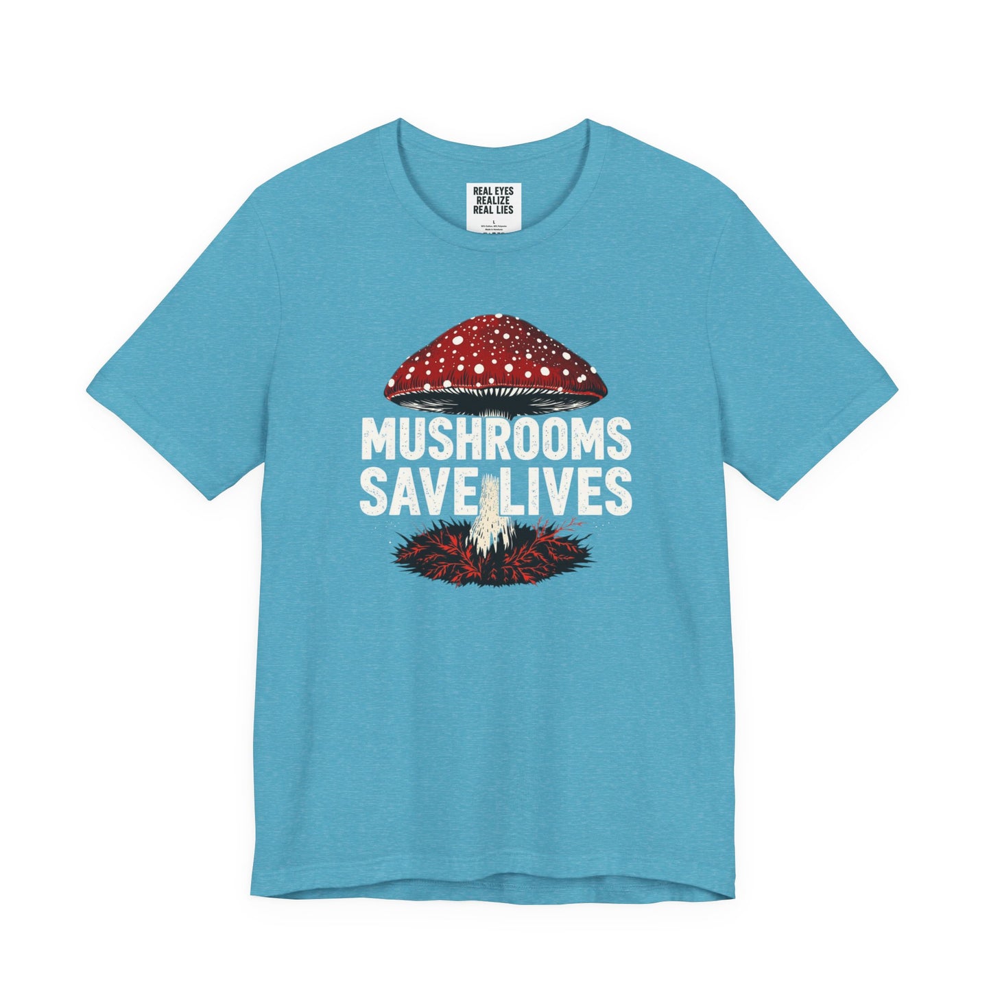 Mushrooms Save Lives T-Shirt | Amanita Mushroom Graphic Tee | Mushroom Culture Shirt | Slay Pharma Streetwear