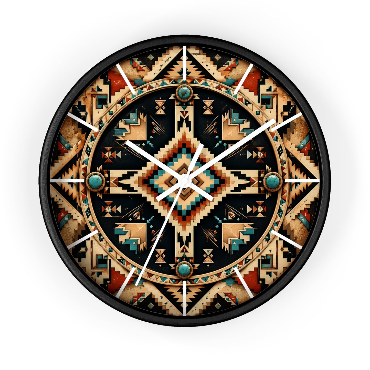 Desert Harmony Geometric Navajo-Inspired Wall Clock