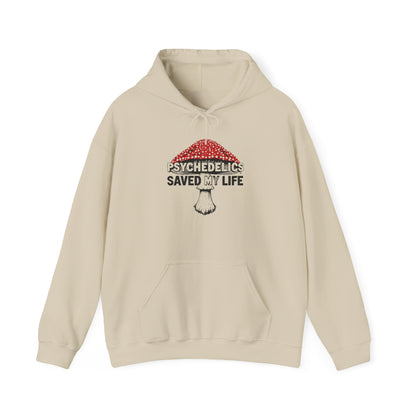 Psychedelics Saved My Life Hoodie – Mushroom Graphic Mental Health Awareness Pullover