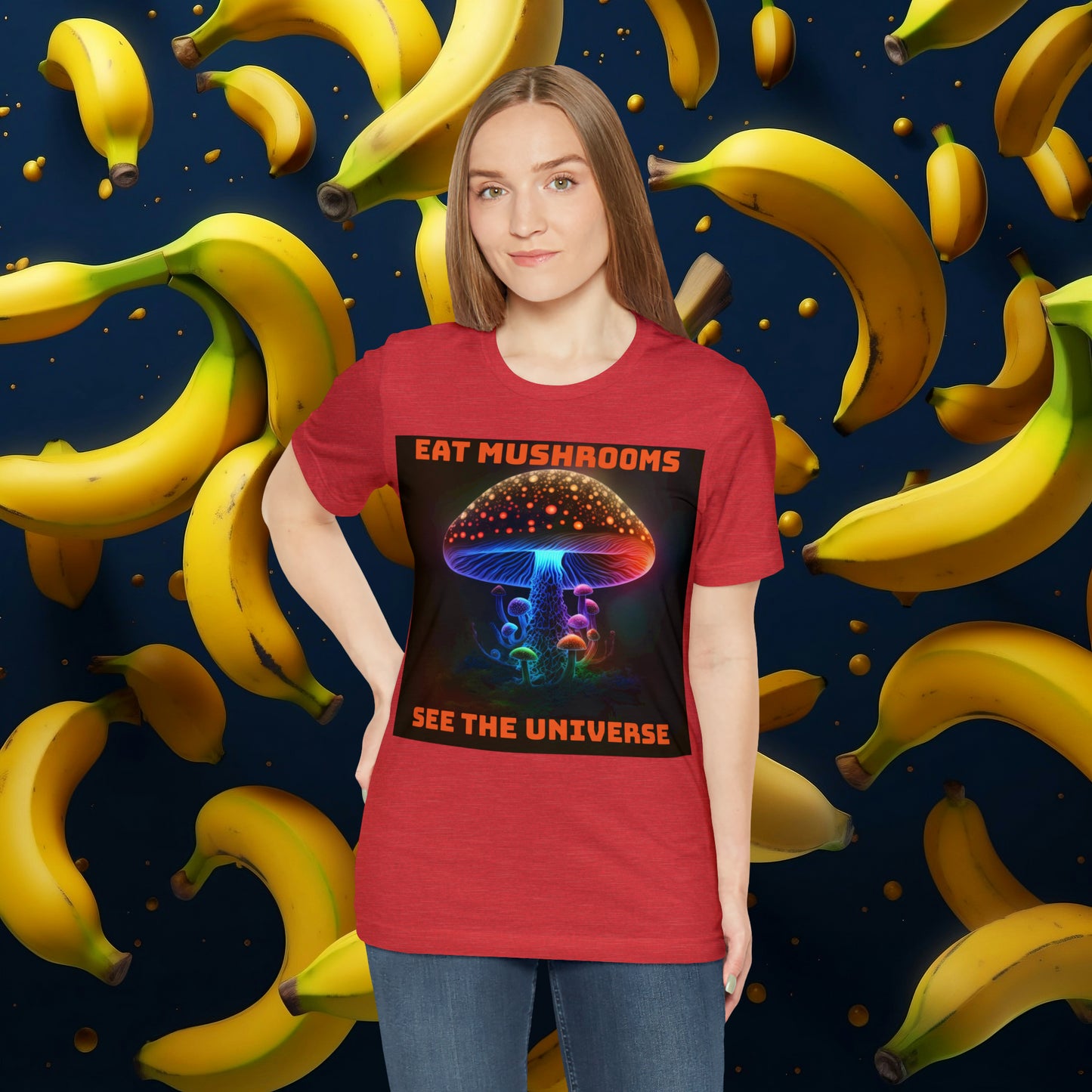 Eat Mushrooms, See the Universe Mushroom tee