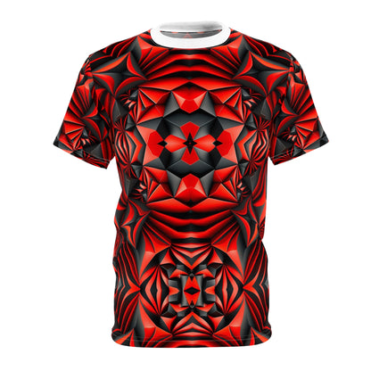 Crimson Geometry – Bold Abstract Unisex Tee