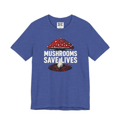 Mushrooms Save Lives T-Shirt | Amanita Mushroom Graphic Tee | Mushroom Culture Shirt | Slay Pharma Streetwear