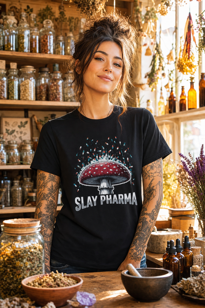 Slay Pharma Stop the Reign Mushroom Tee
