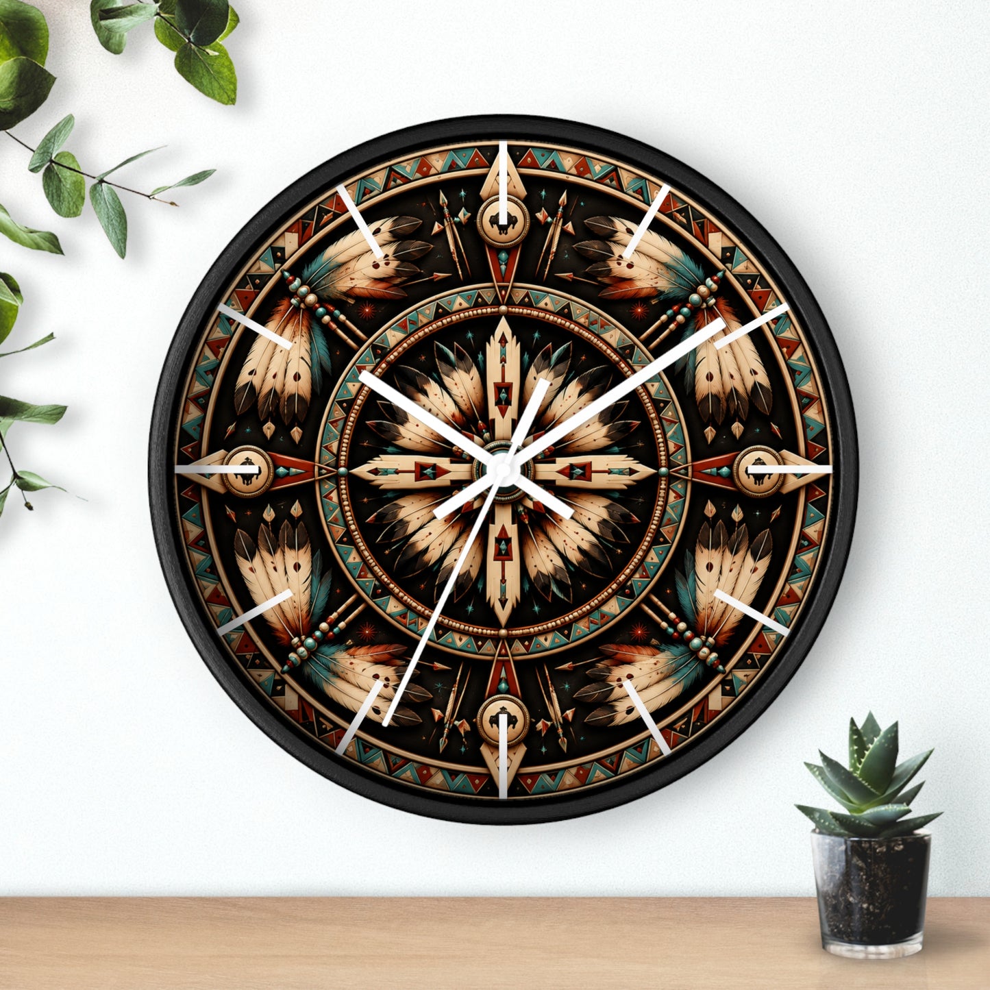 Four Winds Spirit Feather Medicine Wheel Clock Inspired by the Plains Indians