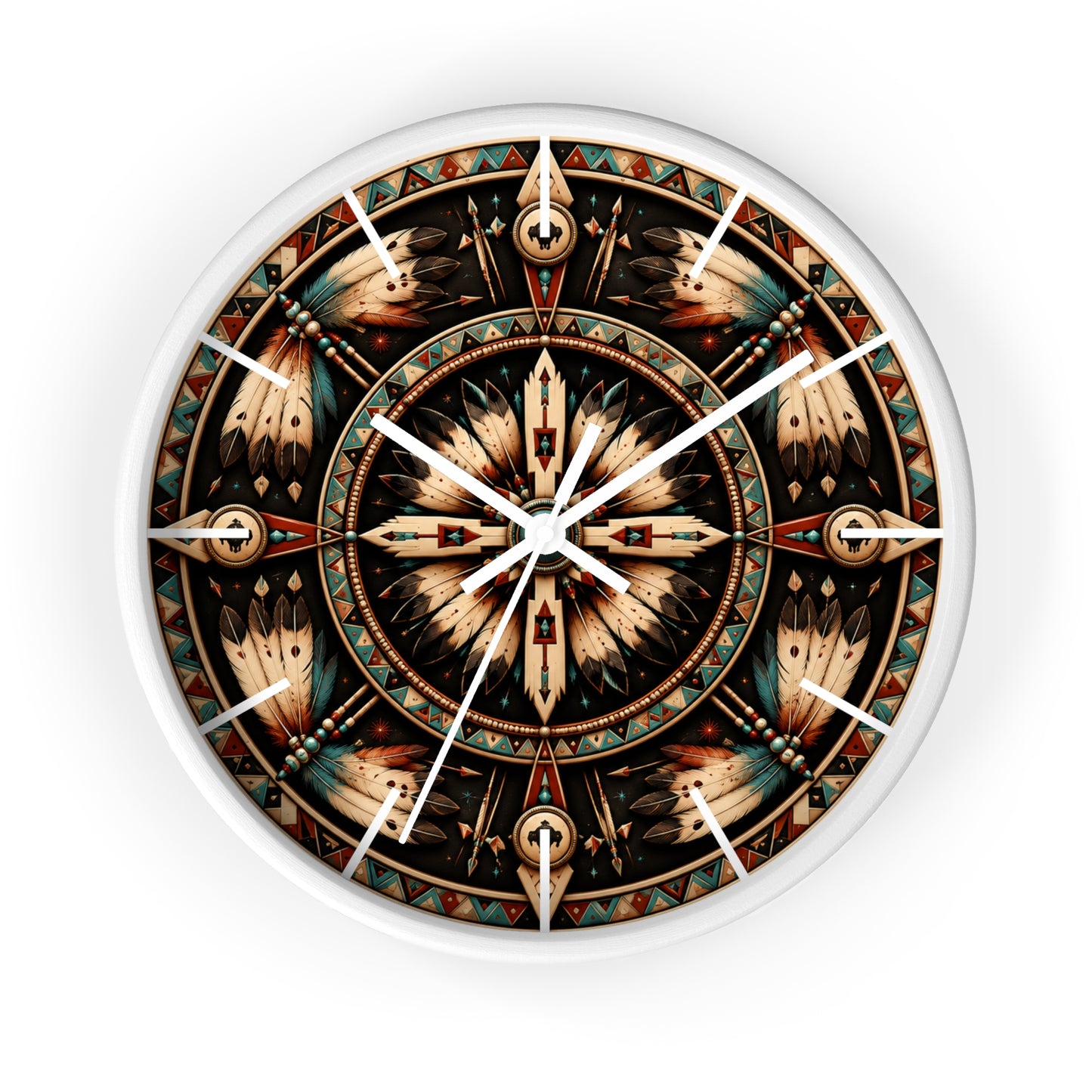 Four Winds Spirit Feather Medicine Wheel Clock Inspired by the Plains Indians
