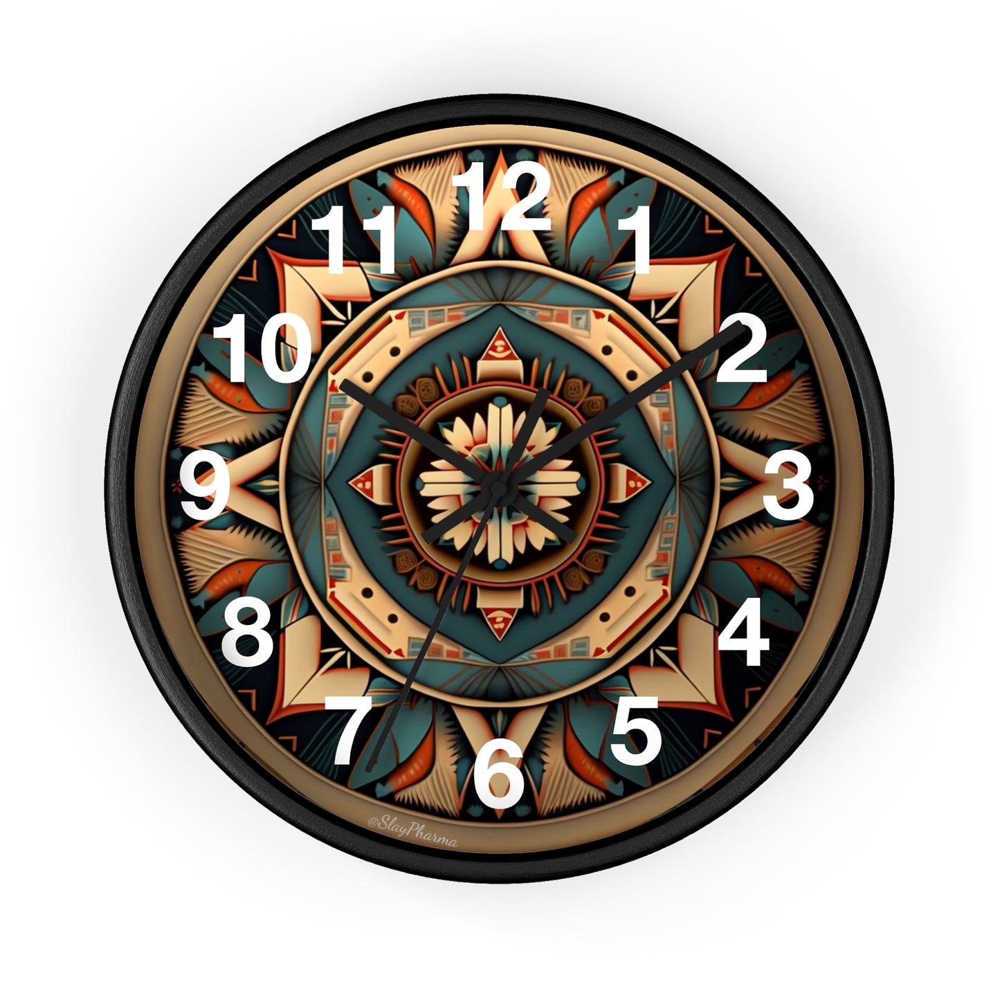 Native American pattern Wall Clock #1w/ numbers