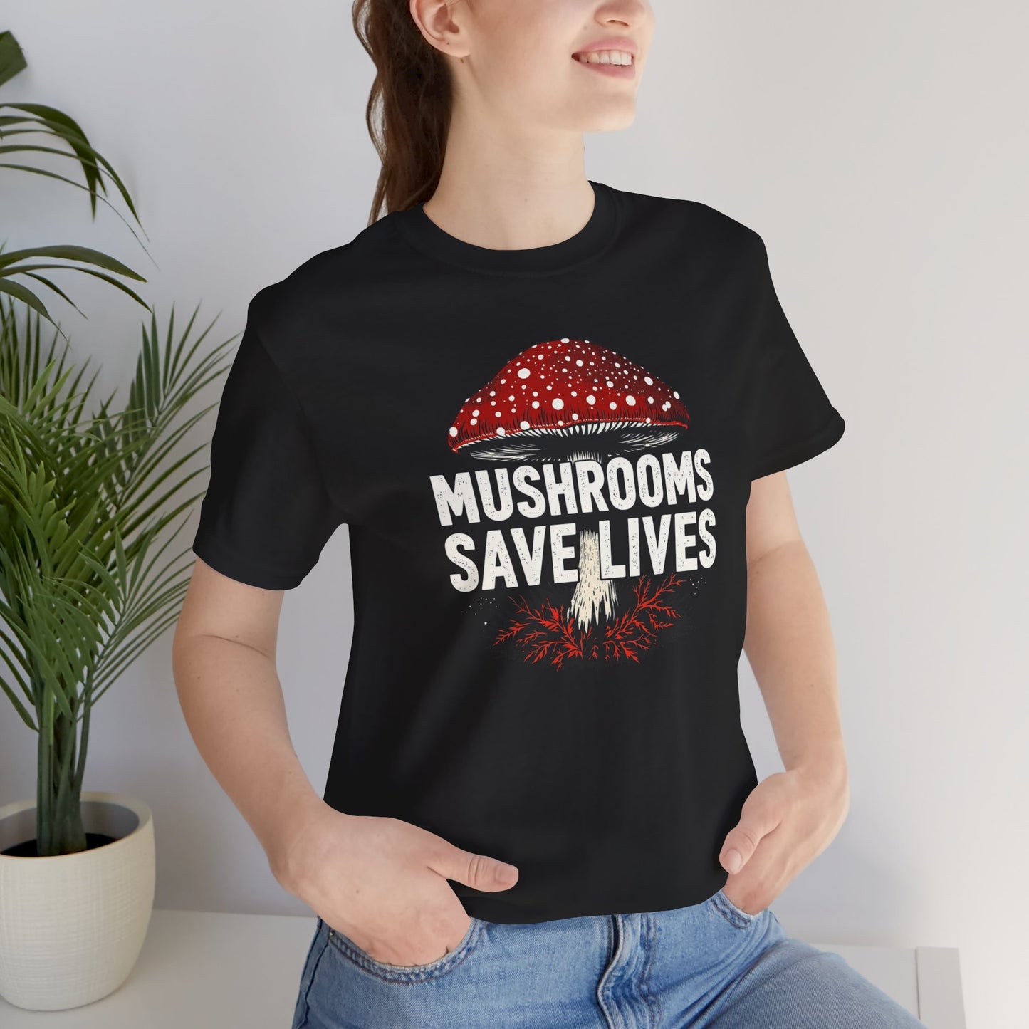 Mushrooms Save Lives T-Shirt | Amanita Mushroom Graphic Tee | Mushroom Culture Shirt | Slay Pharma Streetwear