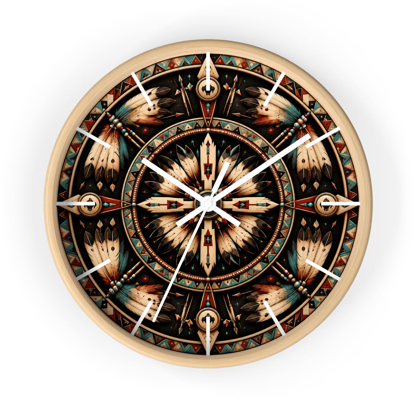 Four Winds Spirit Feather Medicine Wheel Clock Inspired by the Plains Indians