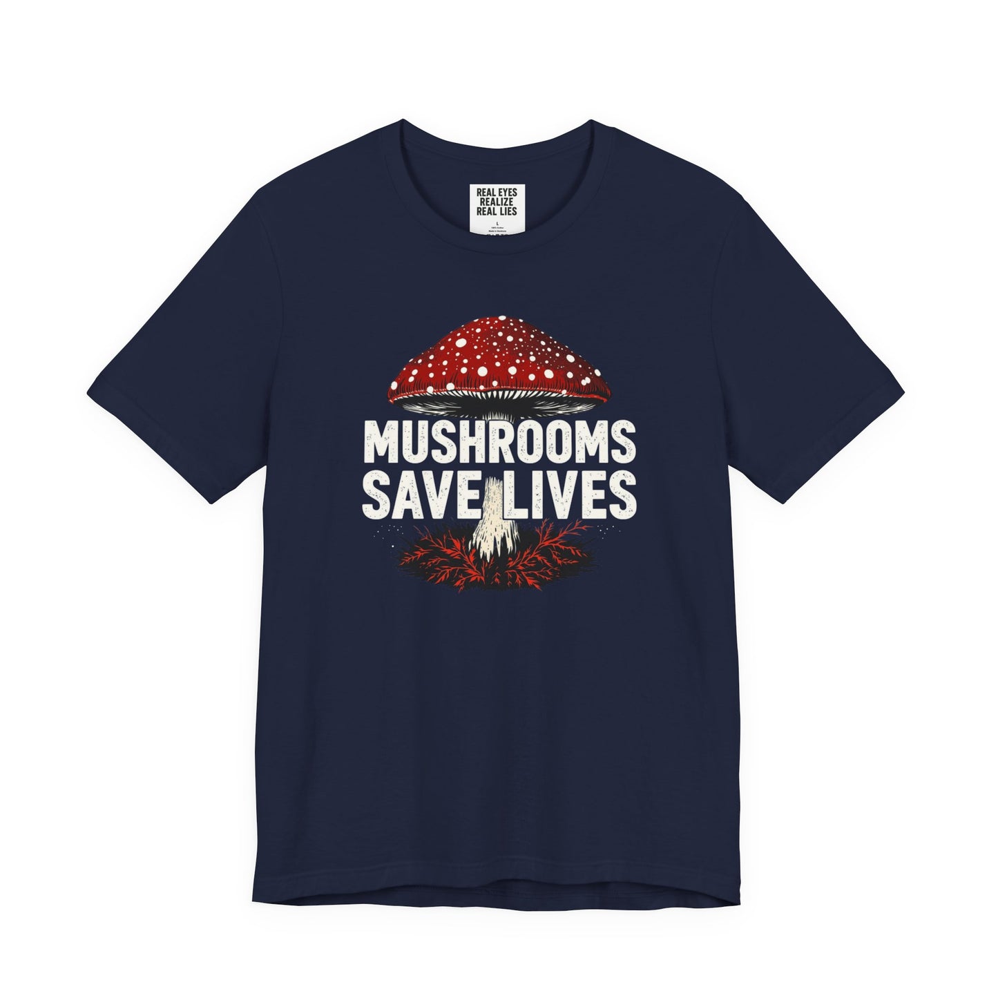 Mushrooms Save Lives T-Shirt | Amanita Mushroom Graphic Tee | Mushroom Culture Shirt | Slay Pharma Streetwear